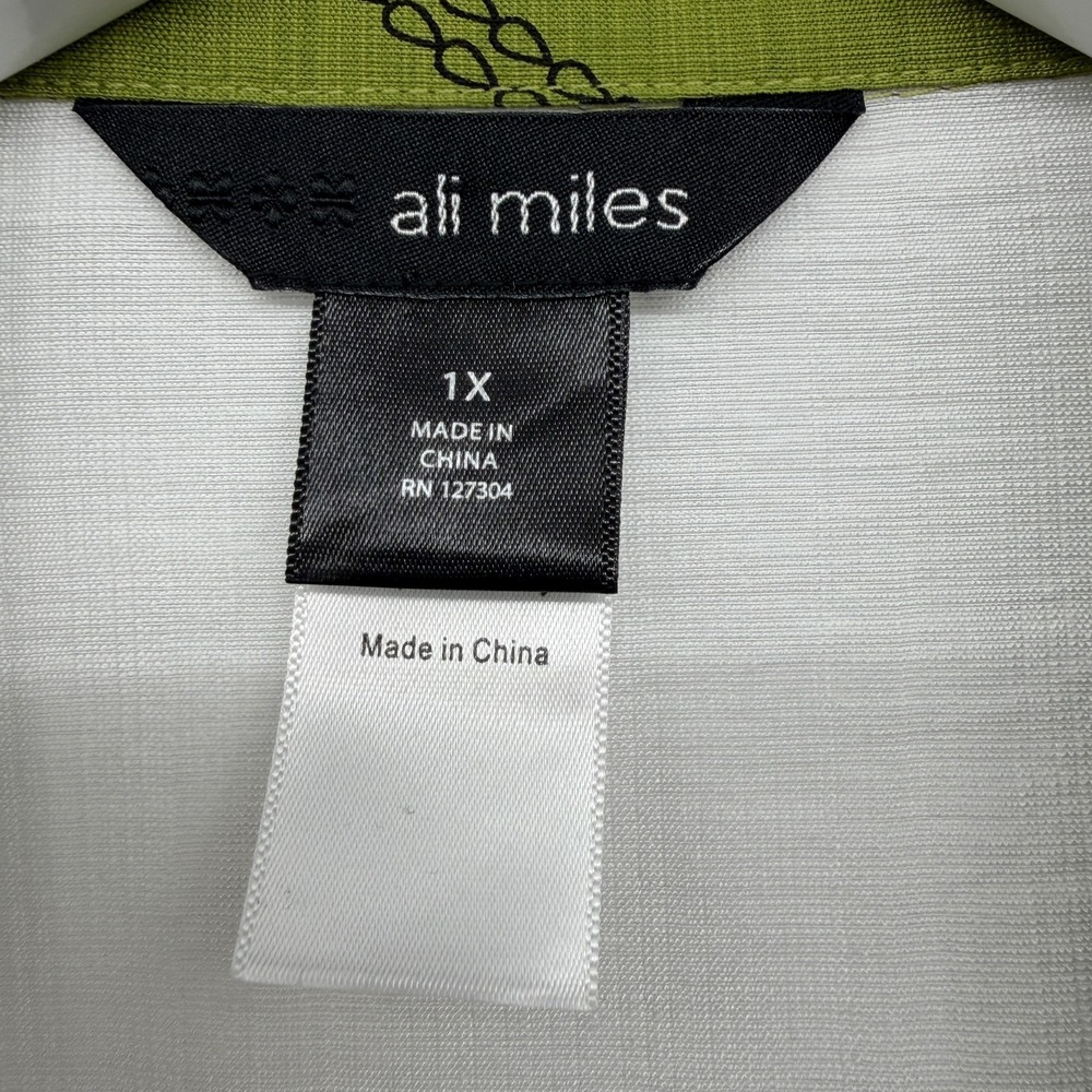 Ali Miles Top Shirt Blouse Size 1X Hi Low 3/4 Sleeves Color Block Abstract Artsy - Picture 13 of 15